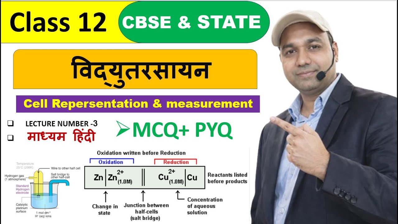 इलेक्ट्रोकेमिस्ट्री कक्षा 12 | सेल निरूपण एवं मानक हाइड्रोजन इलेक्ट्रोड (SHE)|state & cbse Lecture 3
