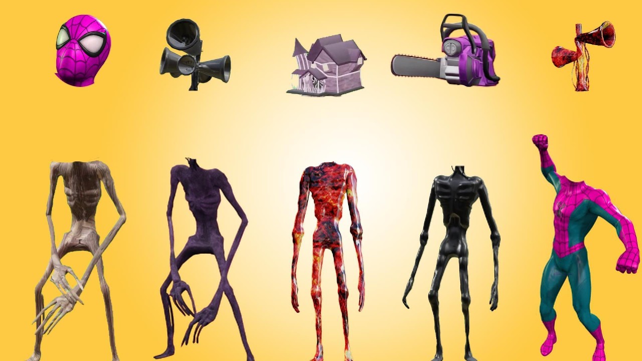 WRONG HEADS, SIREN HEAD LAVA, CHAINSAW, SIREN HEAD HEAD HOUSE, SIREN HEAD DARK HORROR, SPIDER MAN