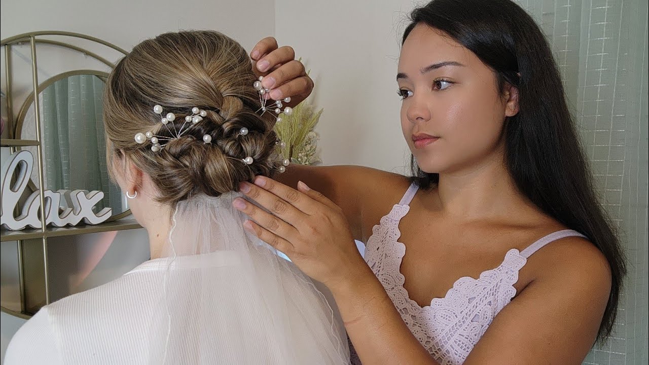 ASMR Perfectionist Bridal Wedding Hairstyle With Accessories & Veil Application - Finishing Touches