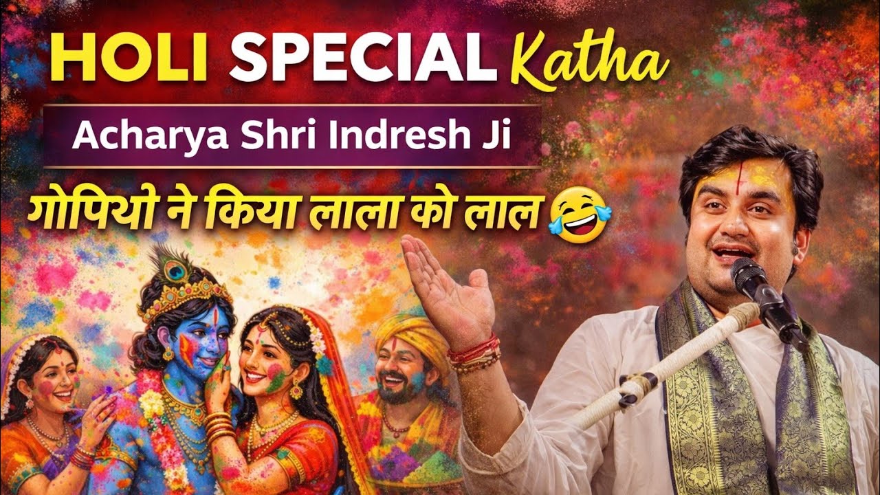 Holi Special Katha Acharya Shri Indresh Ji || गोपियों ने किया लाला को लाल #holi2026 