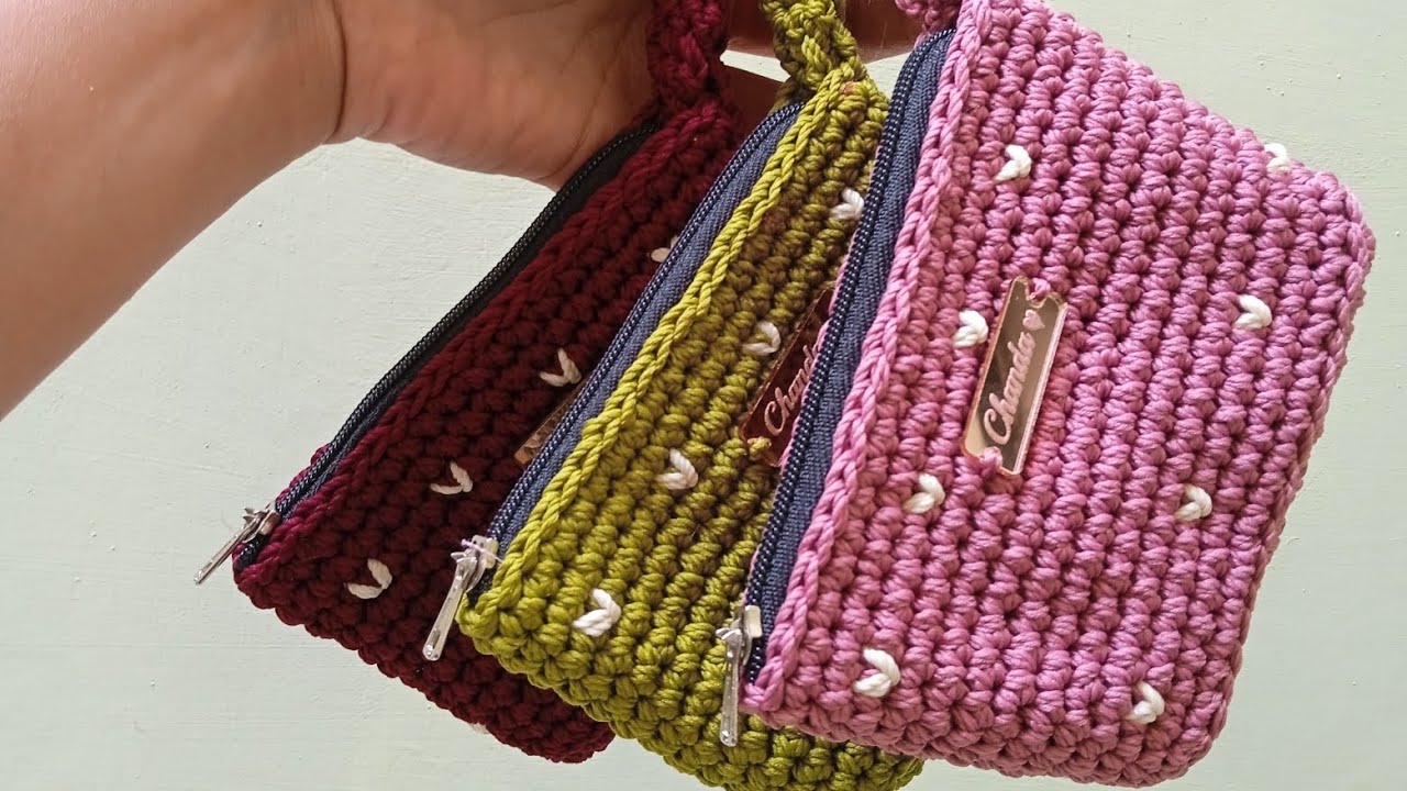 Tutorial merajut dompet cantik / how to make a simple crochet bag