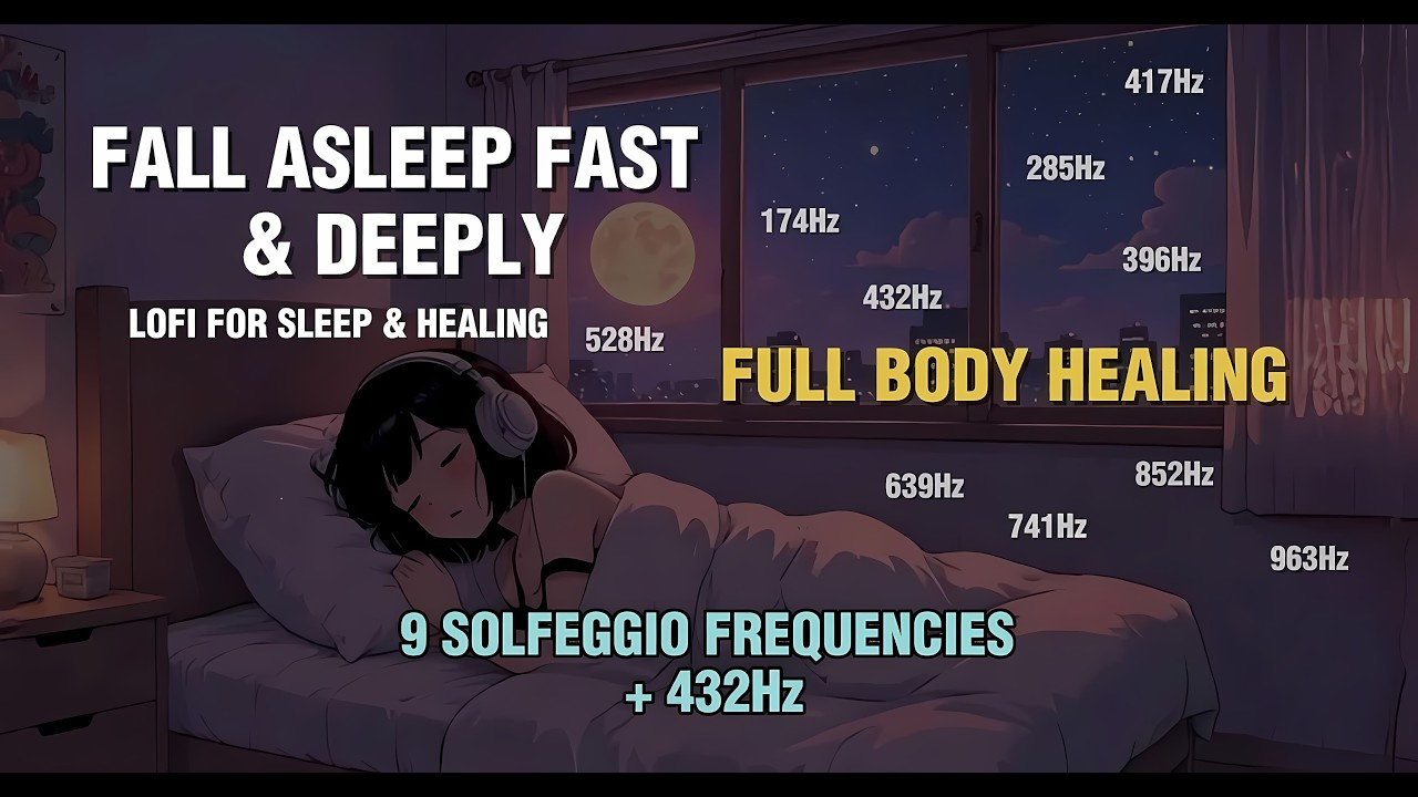 Deep Sleep Lofi 9 Solfeggio Frequencies + 432Hz | No Ads | Dark