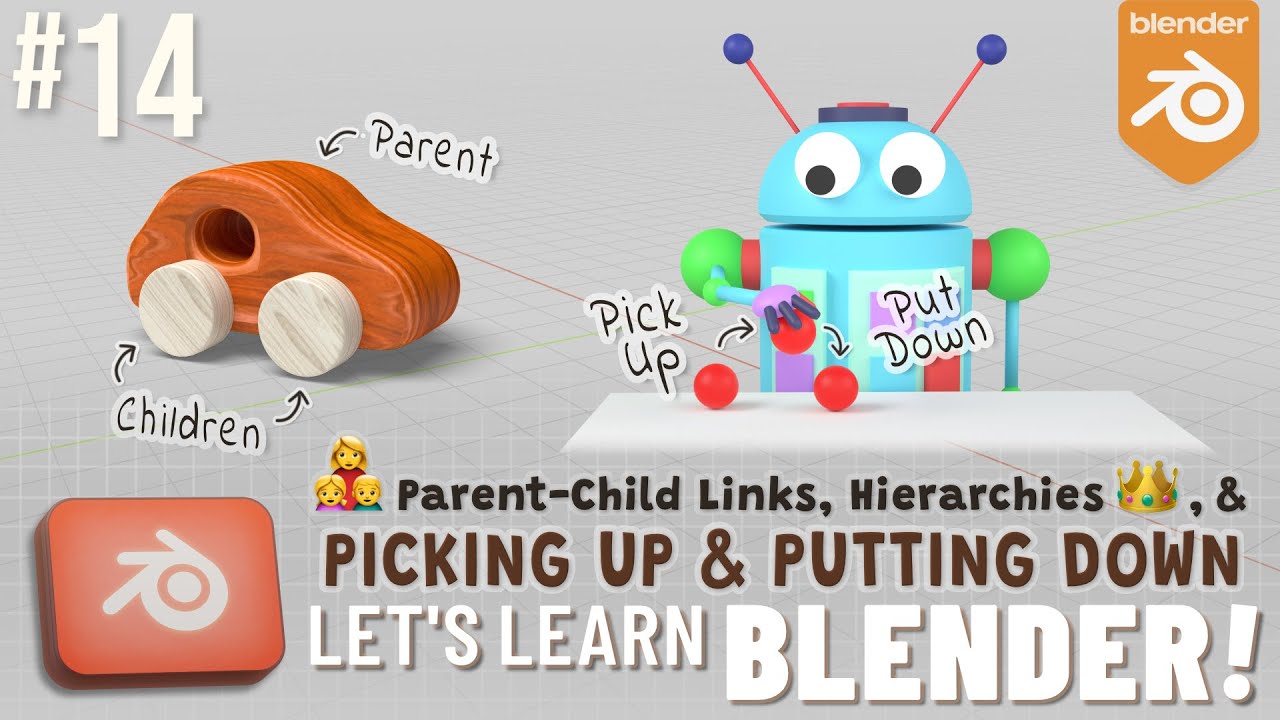 Давайте изучим Blender!: связи родитель-потомок, иерархии, а также поднятие и опускание объектов.
