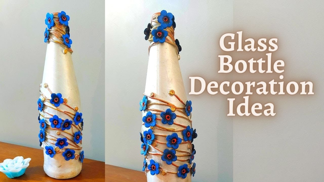 Glass Bottle Decoration Idea Using Clay