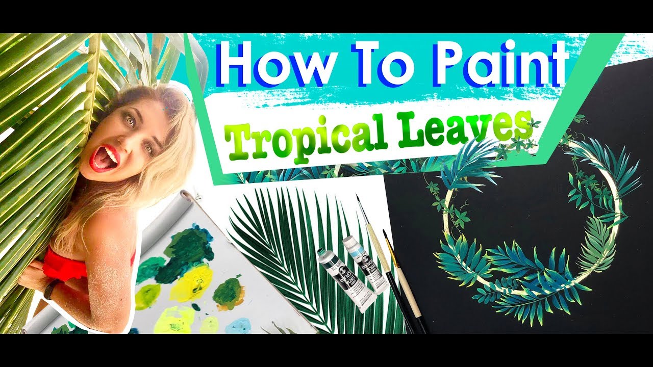 Tropical Palm Leaves Painting in acrylic | ONE STROKE | Tutorial
