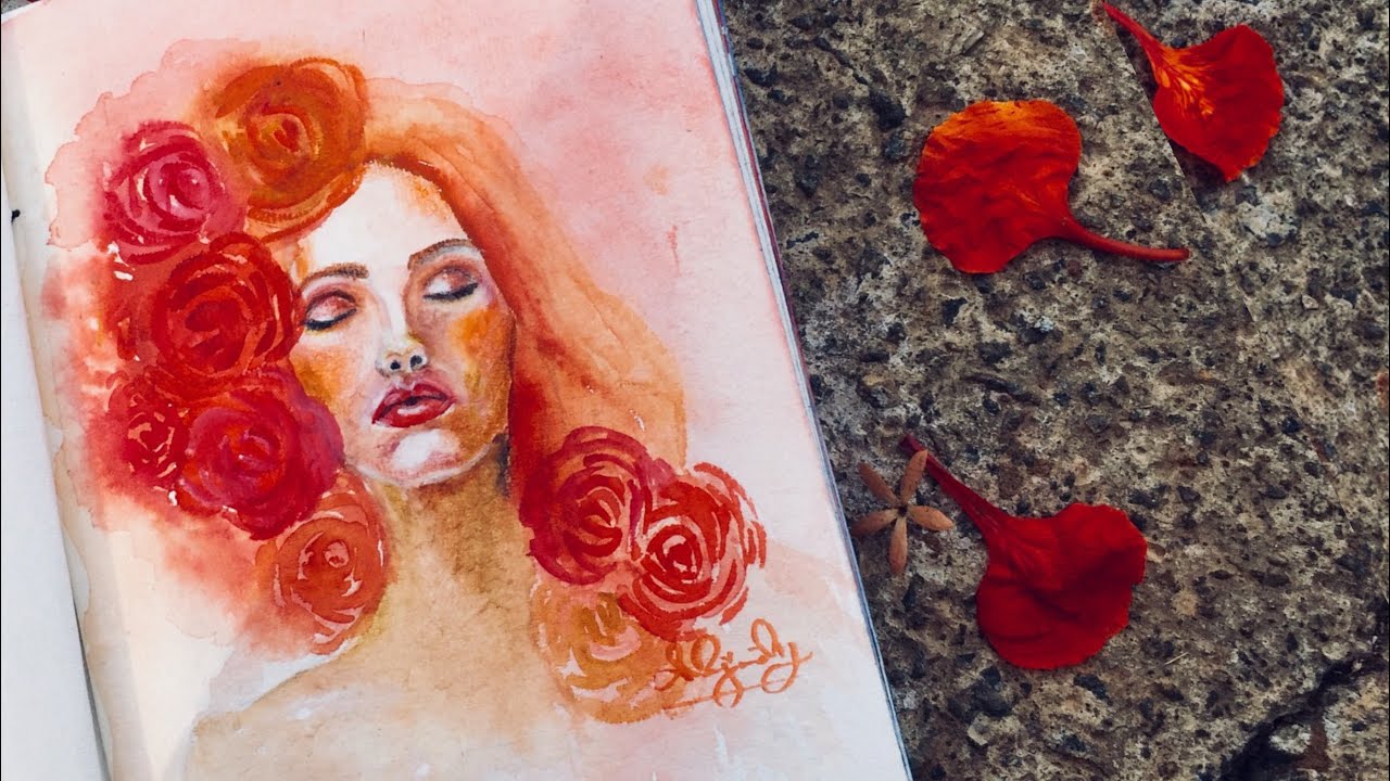 Portrait of Girl with Watercolour and Pencil colours (time lapse) |Twilight Time Art