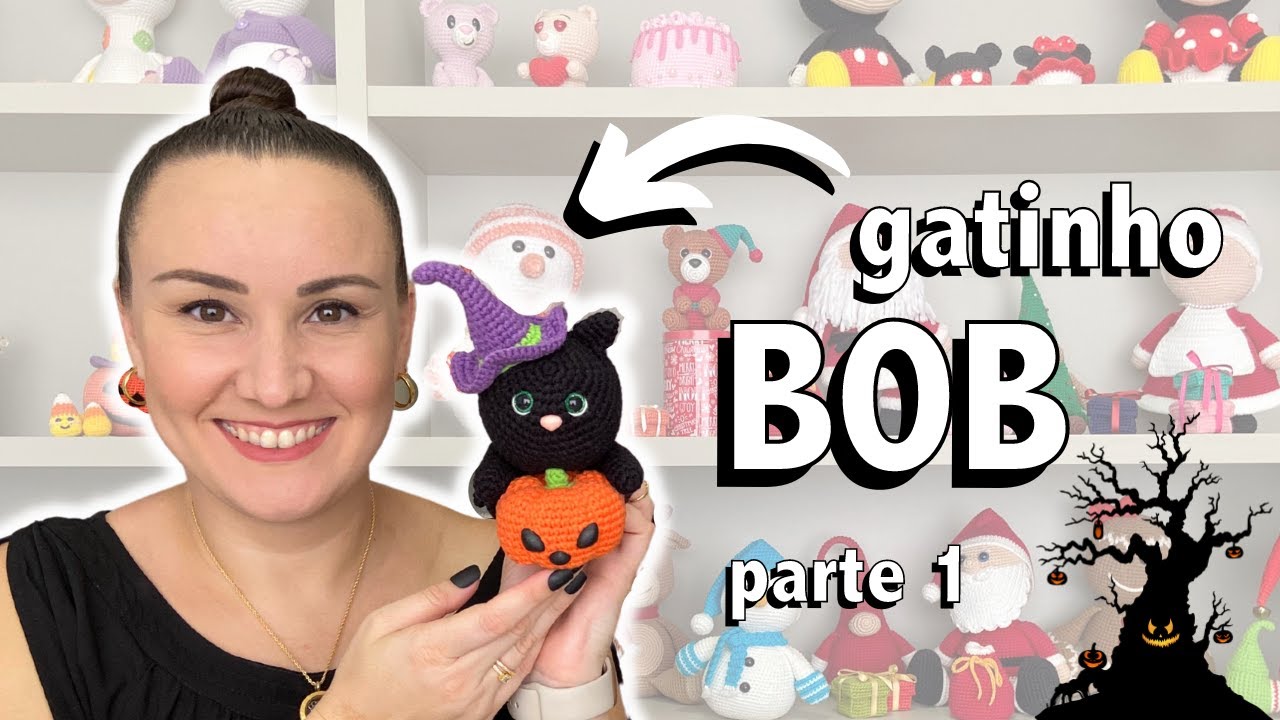 GATINHO BOB Parte 1 - CABEÇA E CORPO | Receita de HALLOWEEN | Amigurumi Passo a Passo
