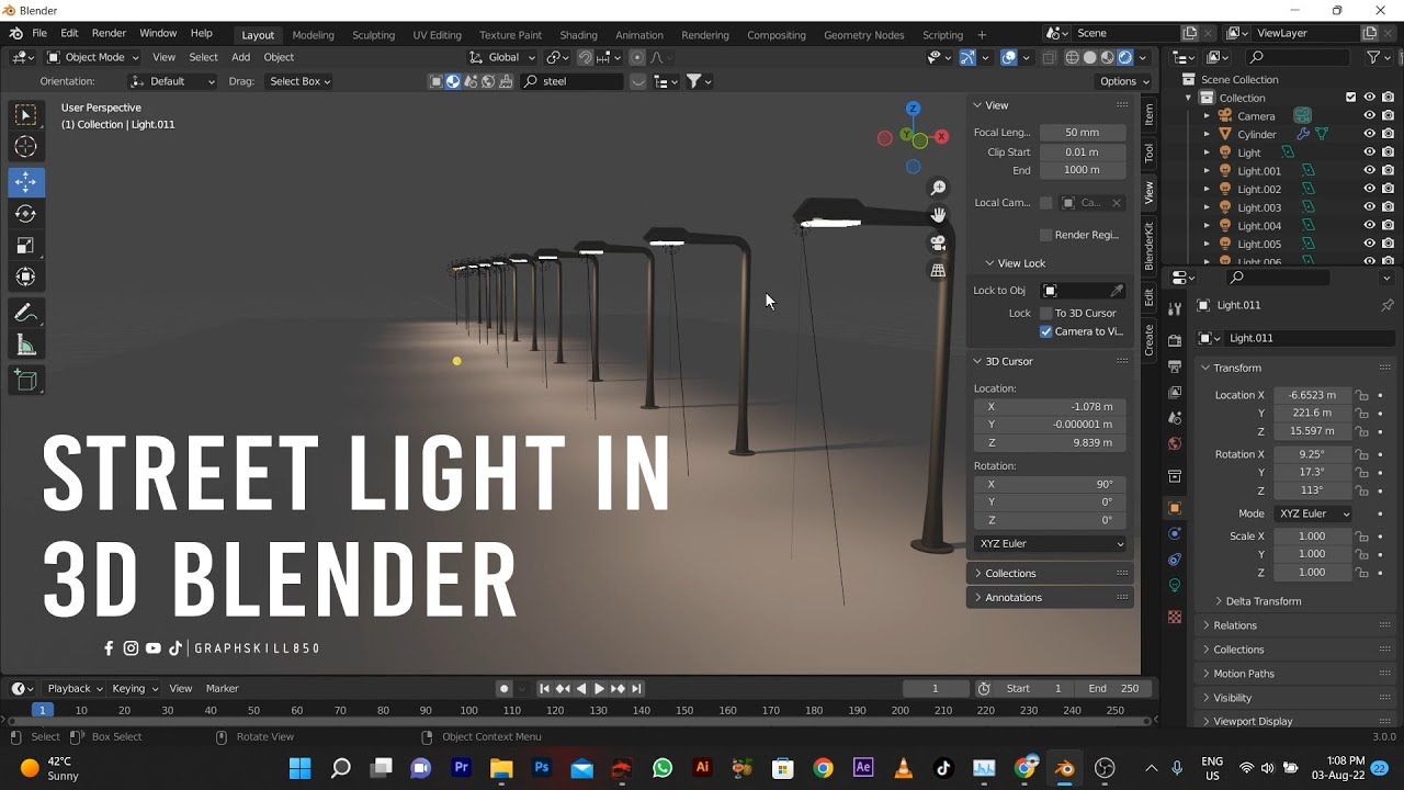 Tutorial | Street Light in Blender | Graph Skill