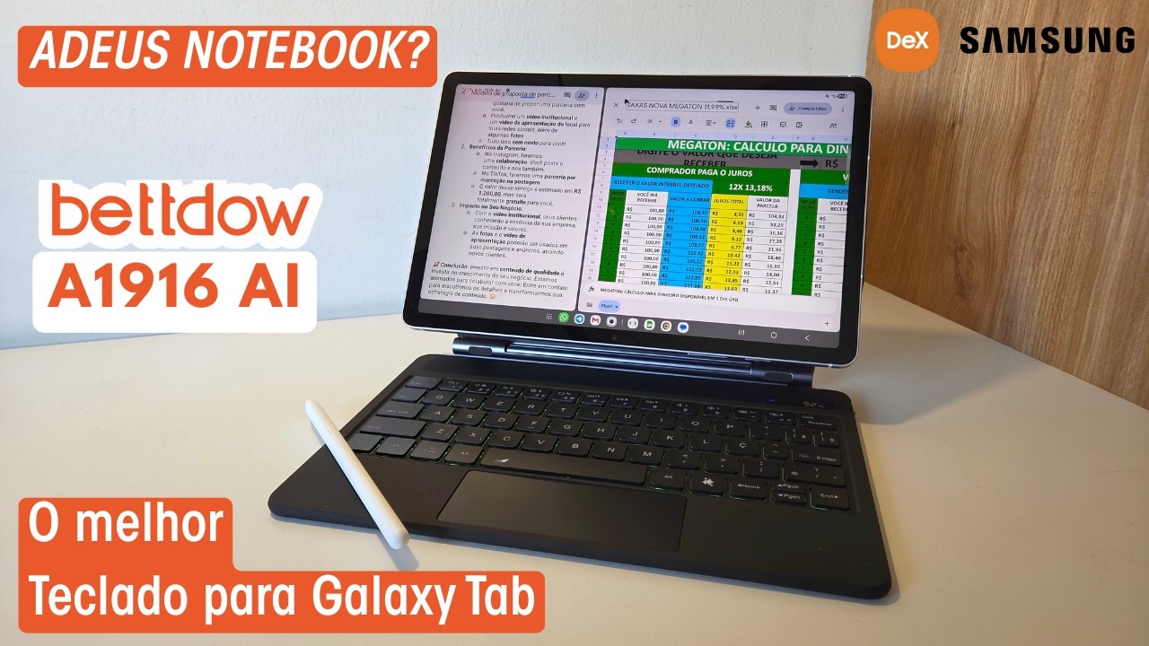 Transformei meu Galaxy Tab em NOTEBOOK com a capa teclado da Bettdow A1916! Unboxing