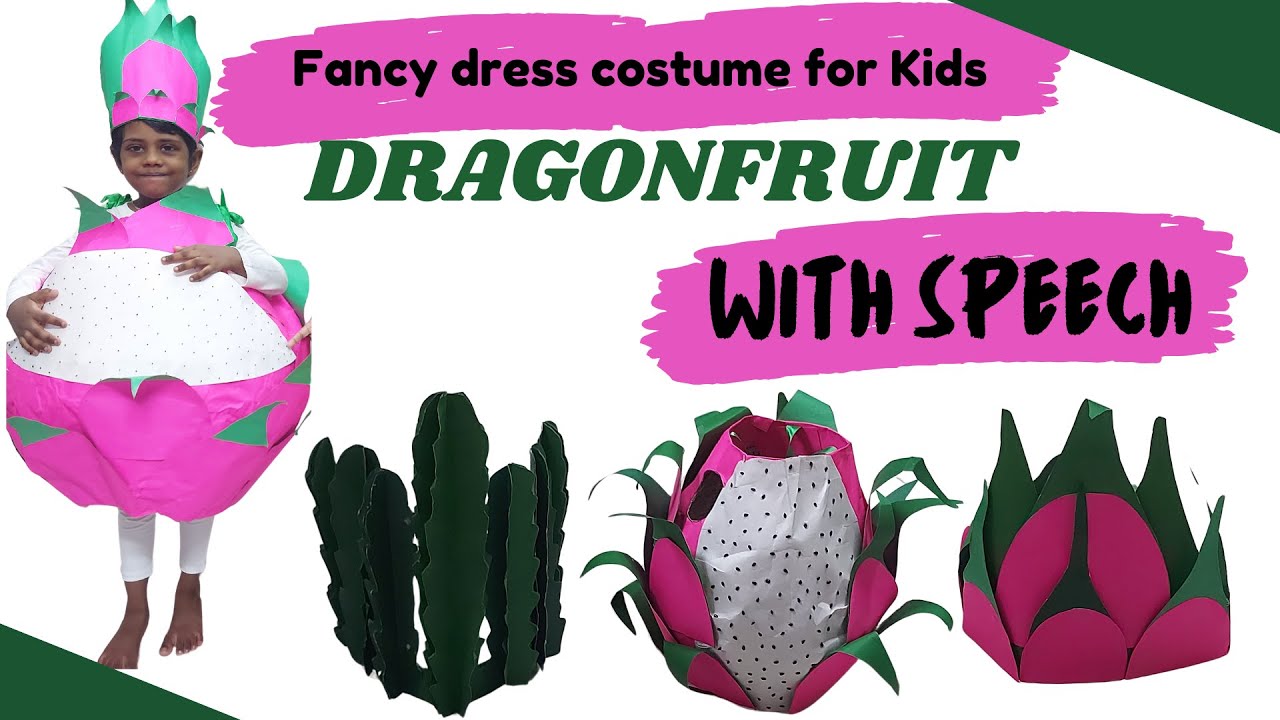 How to Make dragonfruit dress for Kids/Fruits theme fancy Dress Idea/Prize winning idea/ Dragonfruit