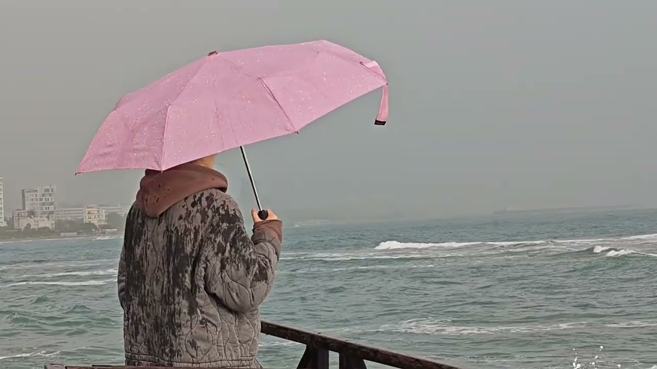 A rainy day on Amathounta Beach. Cyprus
