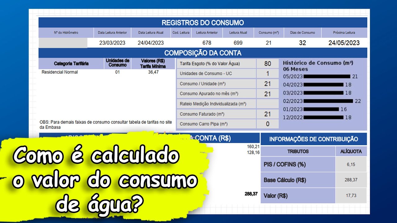 Como é cobrado o valor da conta de água? Conta de água e função afim