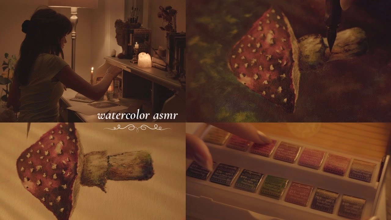 asmr watercolour mushroom ~ painting tutorial