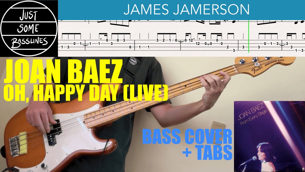 James Jamerson // Joan Baez - Oh, Happy Day (Live) // BASS COVER + TABS