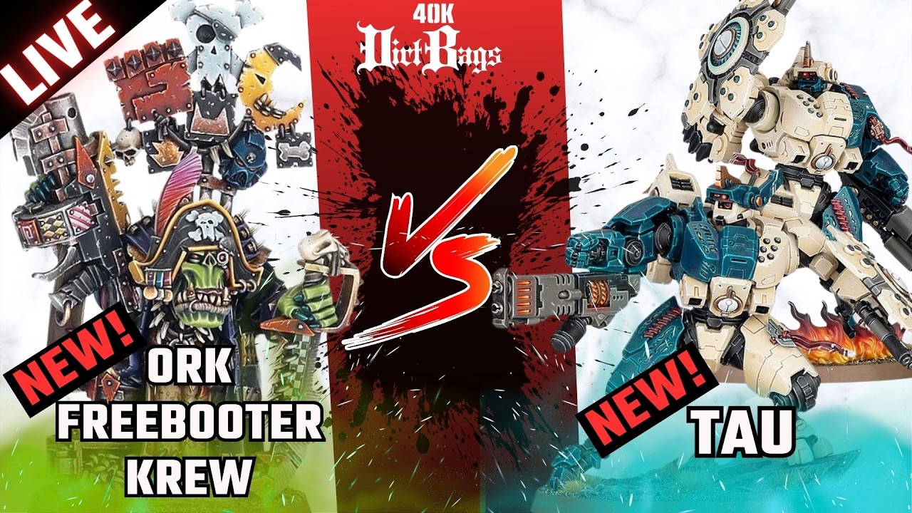 New ORK Freebooter Krew vs New Tau  LIVE! | 40k Battle Report | Warhammer 40k