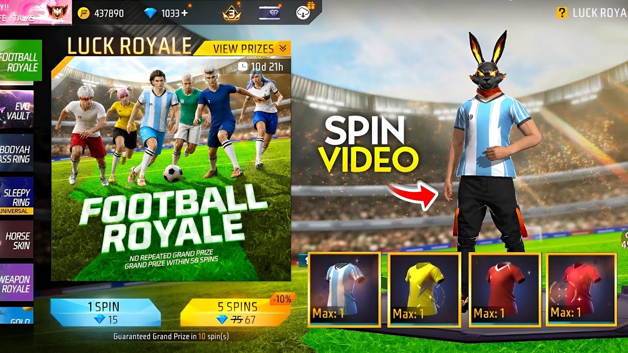 New Football Royale Event Free Fire 🥳l Free Fire New Event l Ff New Event l Jersey Royale Event Spin