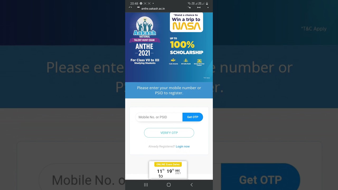 HOW TO APPLY FREE FOR ANTHE 2021|| CODE AAKASH2021 ||