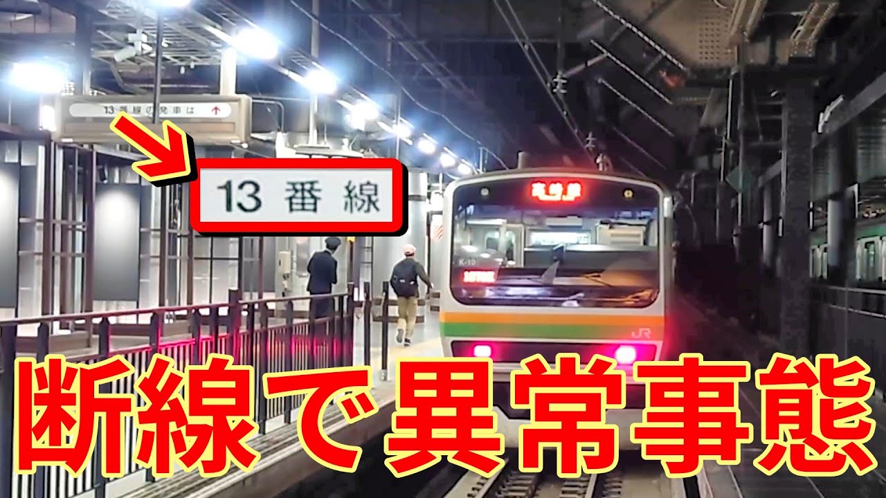 【上野駅】断線で駅が異常事態に。13番線へまさかの入線を目撃