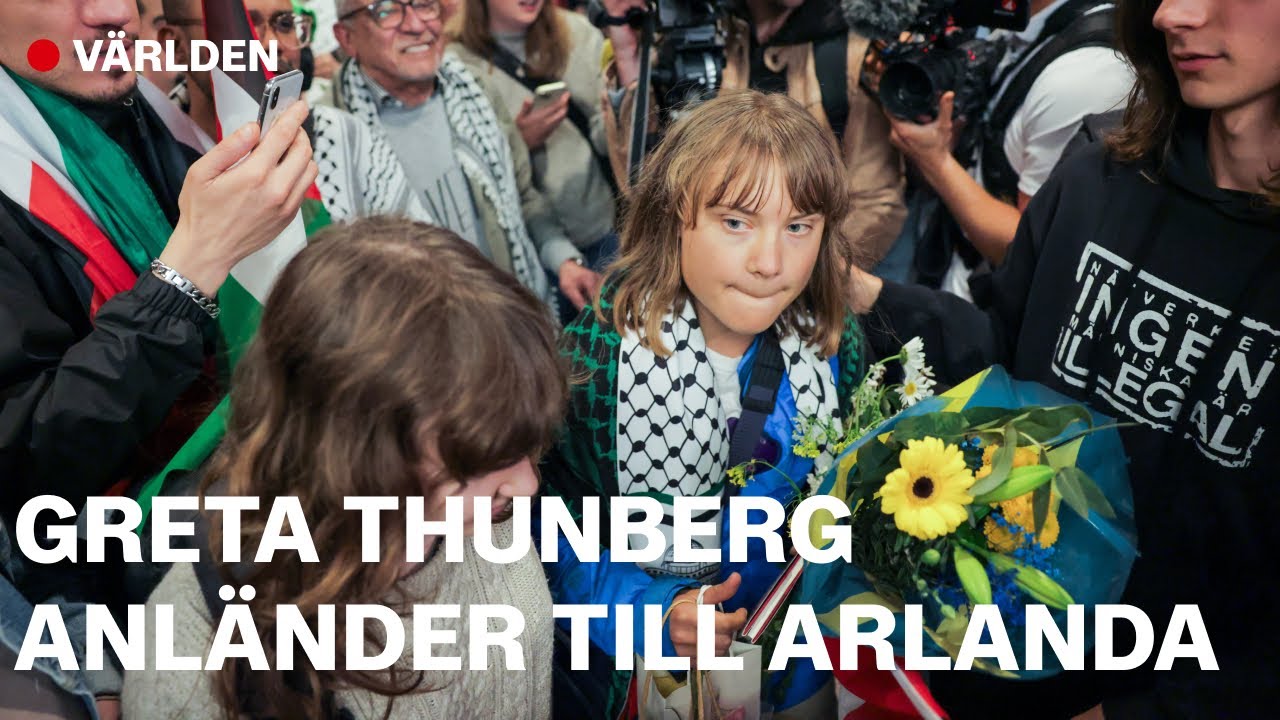 Greta Thunberg anländer till Arlanda