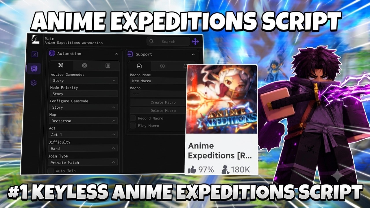 Anime Expeditions Script *NOKEY* - AUTOFARM, AUTO UPGRADE, AUTO ABILITIES PASTEBIN (MOBILE & PC)