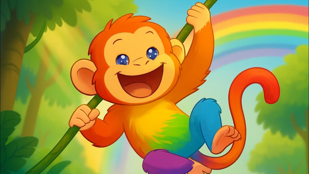 🌈 Rainbow Monkey Song 🐒 | Fun Color Learning Song for Kids