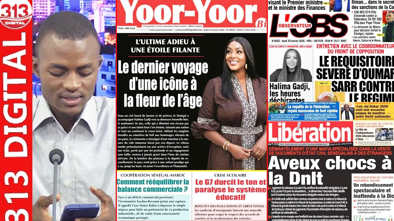 Revue de presse du Jeudi 29 janvier 2026 avec le journaliste Ameth Ba