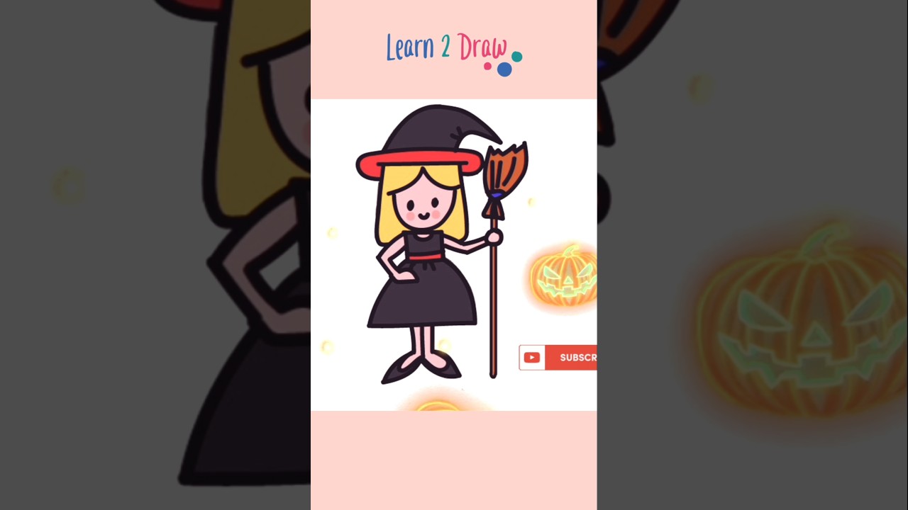 GIRL in HALLOWEEN COSTUME 🎃  - Learn 2 Draw - Easy Drawing Videos #halloween #halloweendrawing