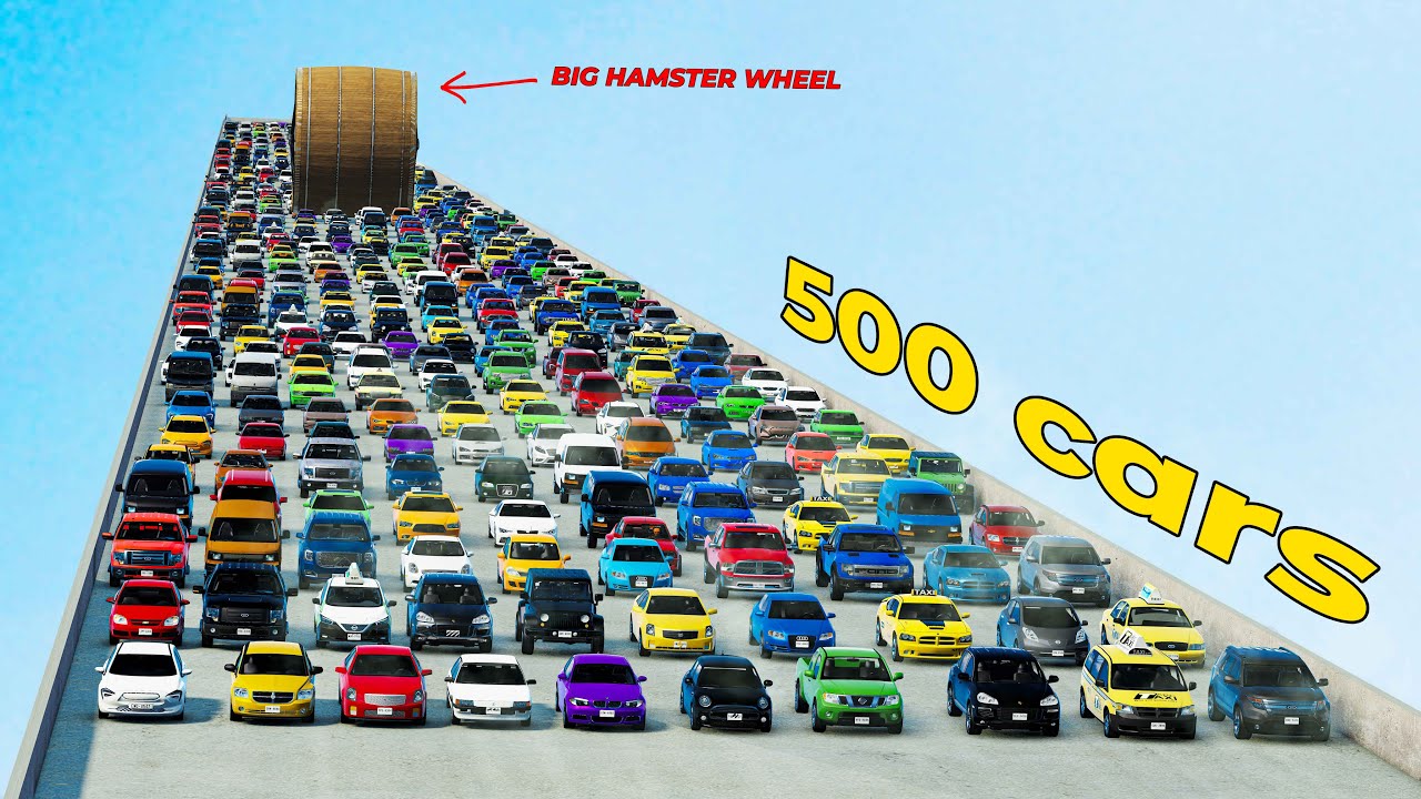 Downhill Race with 500 Cars in Beamng drive