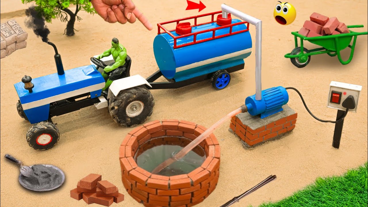 diy mini tractor road making bridge construction science project @AdgeCreator