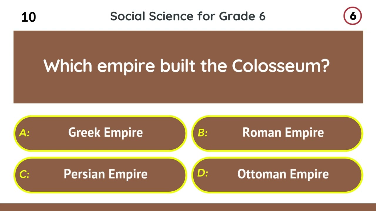 Social Science Quiz for Grade 6 | 20 Questions | History & Geography Quiz for Class 6 Students