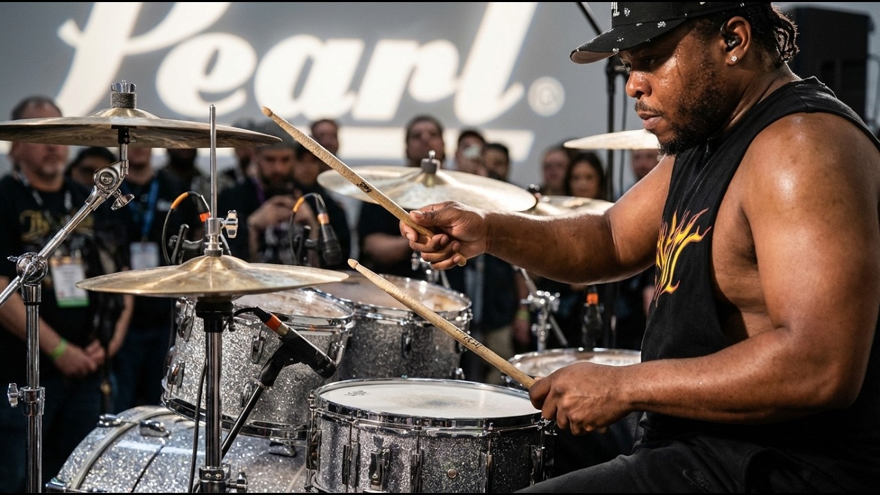 Josiah Maddox Crushing Fast Techno Beats at the Pearl Drums Booth (NAMM 2026)