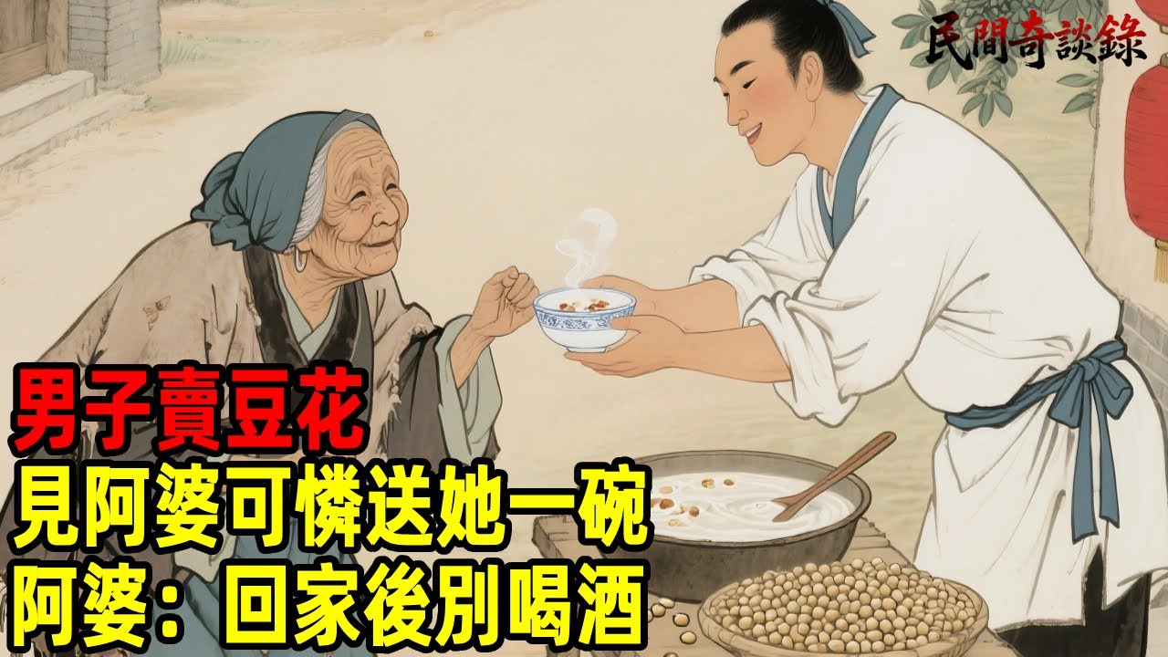男子賣豆花，見阿婆可憐送她一碗，阿婆：回家後別喝酒！【民間奇談錄】#民間故事 #台灣傳說 #懸疑故事 #銀髮頻道 #懷舊故事 #助眠故事