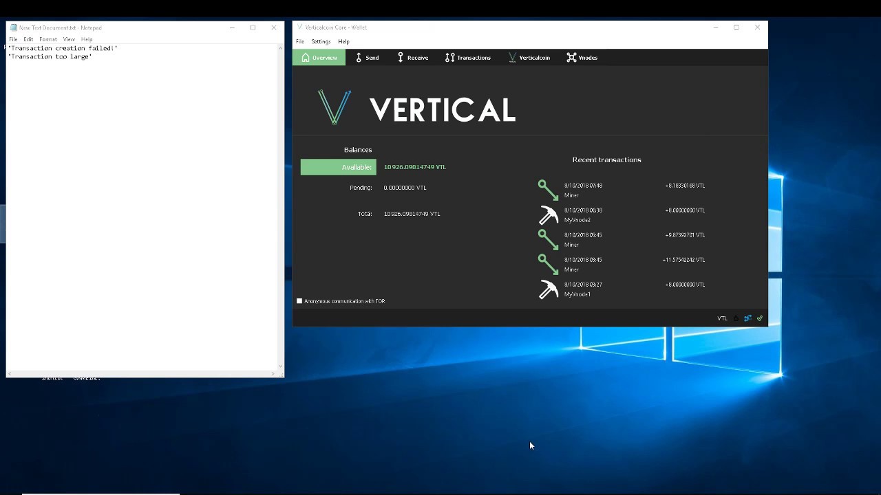 How to fix Transaction creation failed,Transaction too large Crypto wallet