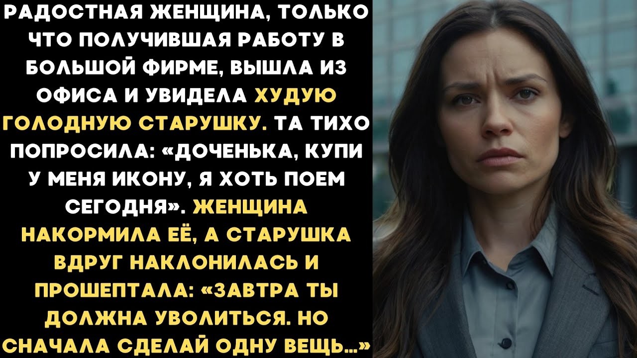 Радостная женщина, только что получившая работу в большой фирме, вышла из офиса и увидела...