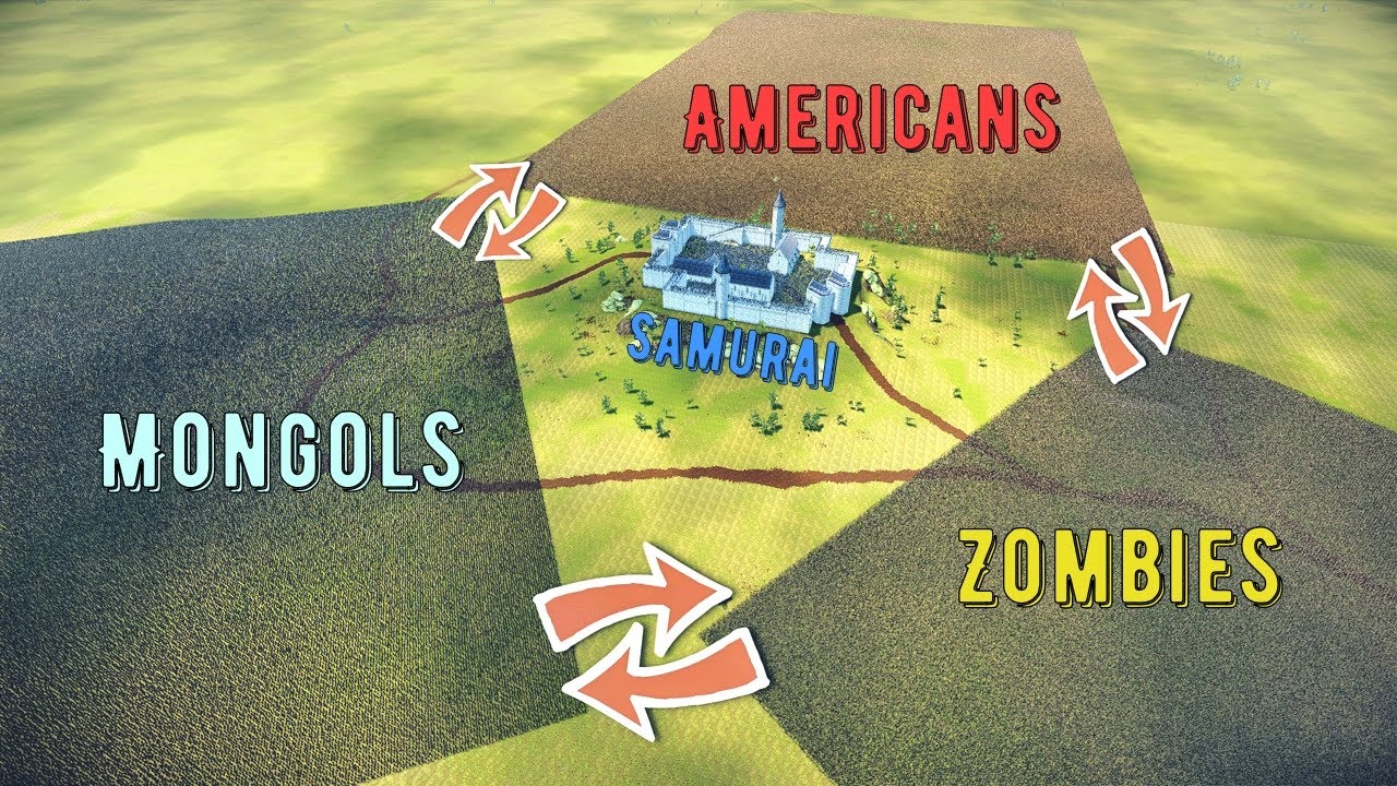 Battle Of 4 Armies: Mongols - Americans - Zombies - Samurai - UEBS 2