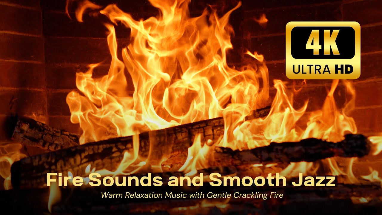 🔥 Tranquil Fireside Glow with Natural Fire Sounds and Piano Instrumentals for Deep Sleep 4K