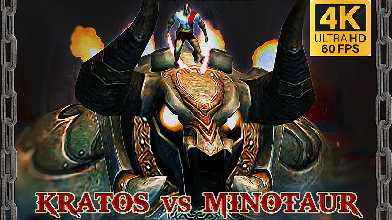 KRATOS vs MINOTAUR 4k 60 FPS/ Boss battle. God of war 2005 pc/ rpcs3