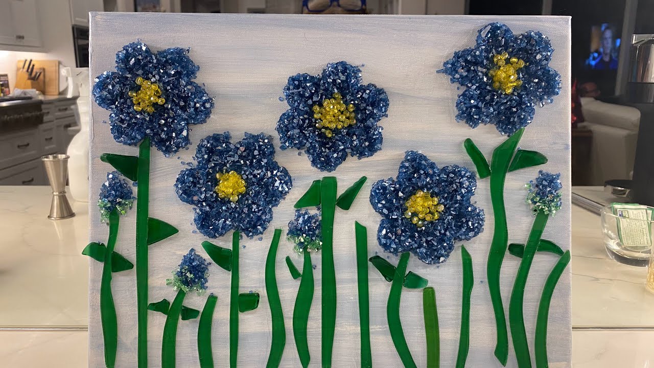 # 40 CRUSHED GLASS ART, STAINED GLASS, MOD PODGE DAISIES, TUTORIAL , GUIDE