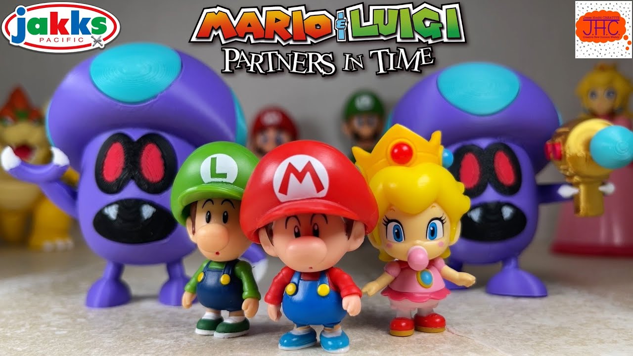 SHROOBS! Mario & Luigi Partners in Time 3D Print Baby Peach Jakks Pacific Action Figure Review Fun