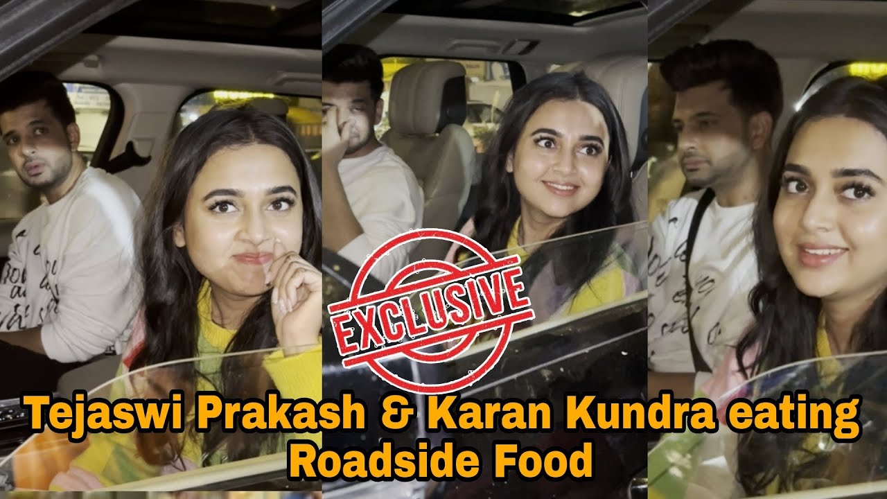 Exclusive television Best Couple Tejaswi Prakash With Karan Kundra get Spotted@ Eating Roadside Food