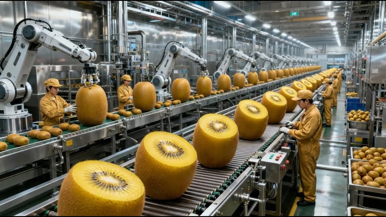 Inside a Modern Golden Kiwi Factory: From Fresh Kiwis to Bright Yellow Pur&eacute;e (Full Process)