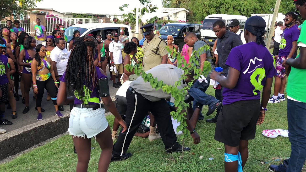 Antigua Police Tackled MYST Carnival TSHIRT MAS 2019