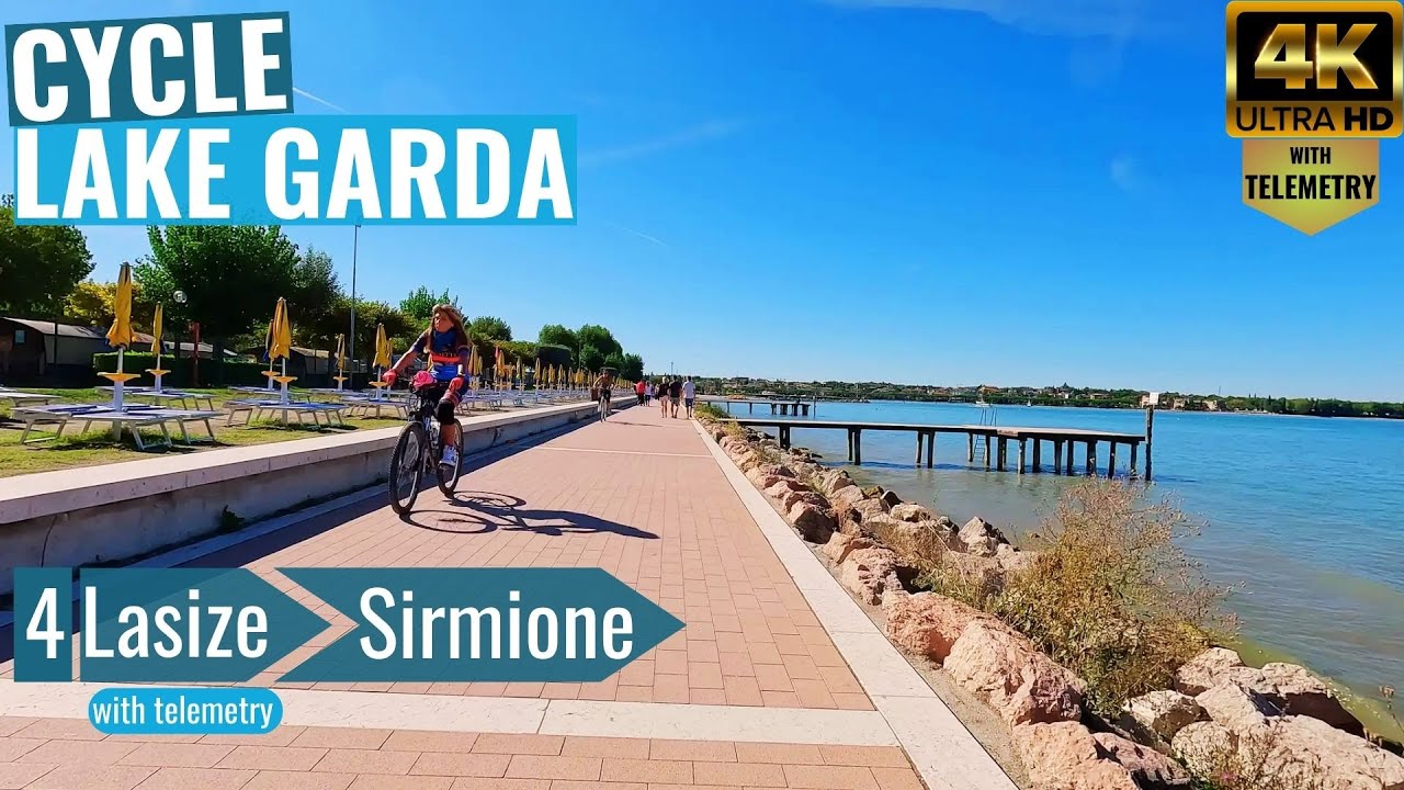 Lake Garda - Lazise to Sirmione - Indoor Cycling Video with telemetry