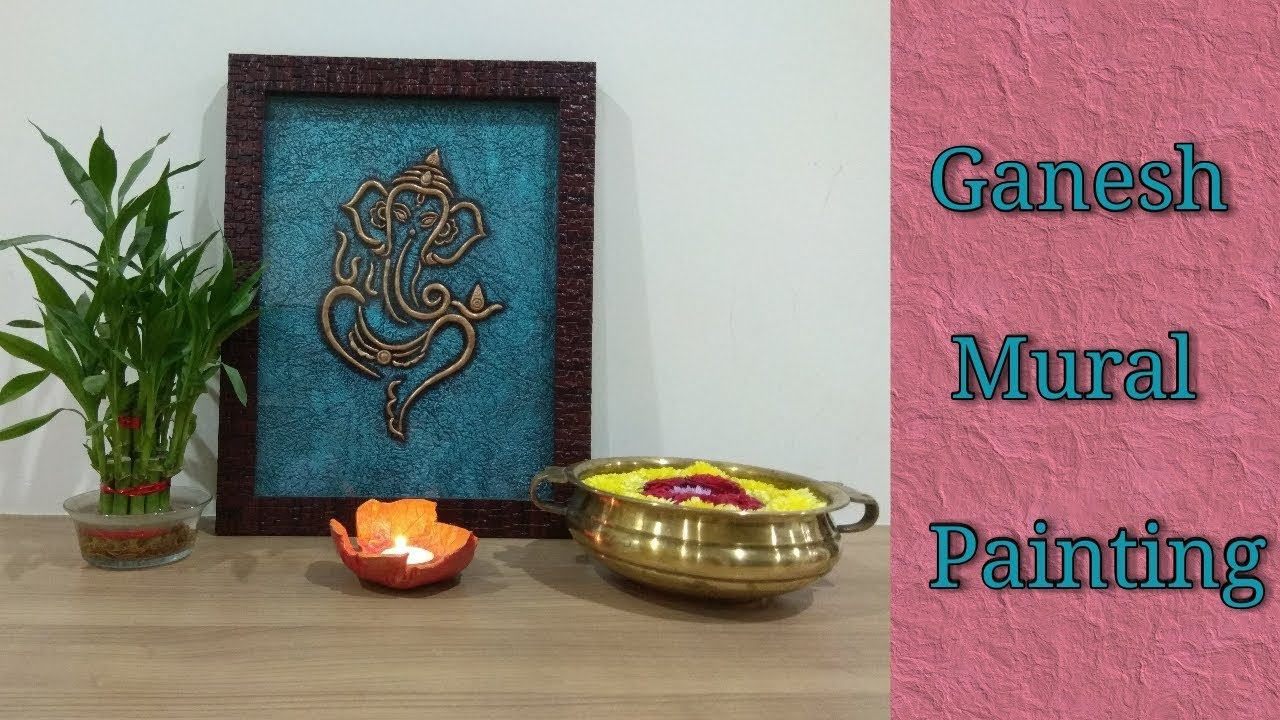 Ganesh Mural painting/simple wall decor using modelling clay/DIY Ganapathy Mural Art
