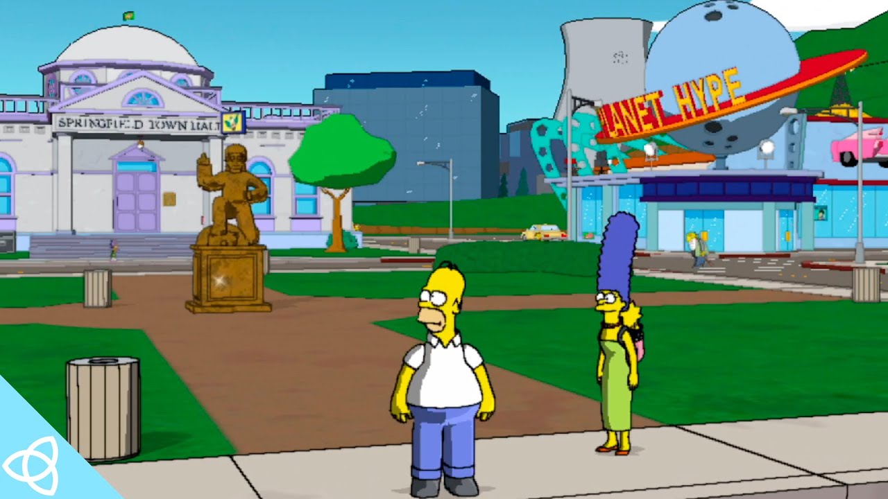The Simpsons Game (2007) - Exploring Open World Springfield | Low Poly City Tour