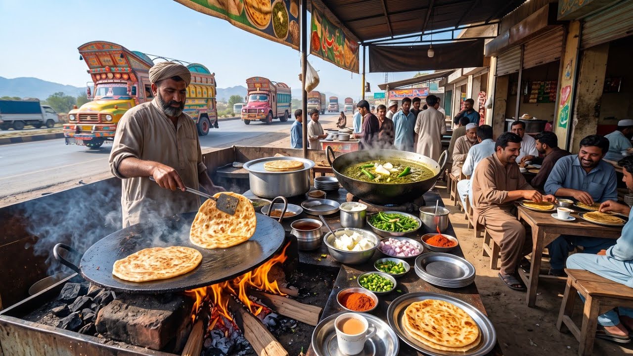 🔥 REAL PAKISTANI ROADSIDE BREAKFAST | AUTHENTIC DESI STREET FOOD 🇵🇰 | ALOO PARATHA & SAAG |DESI FOOD