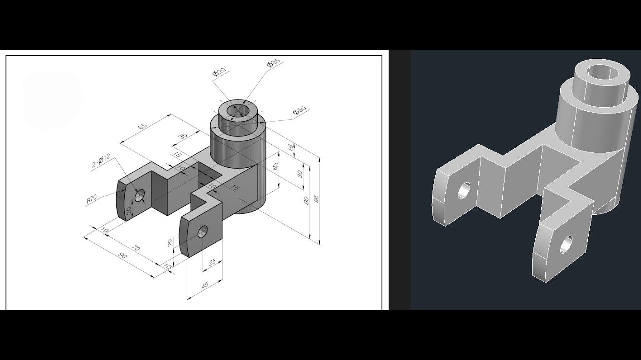درس 97: رسم مجسم ميكانيكي ثلاثي الأبعاد متقدم بالأوتوكاد | AutoCAD 3D