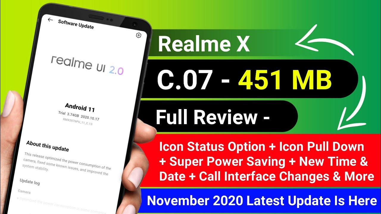 Realme X New C.07 - 451 MB Update Released - Icon Status - Super Power Saving - Icon Pull Down