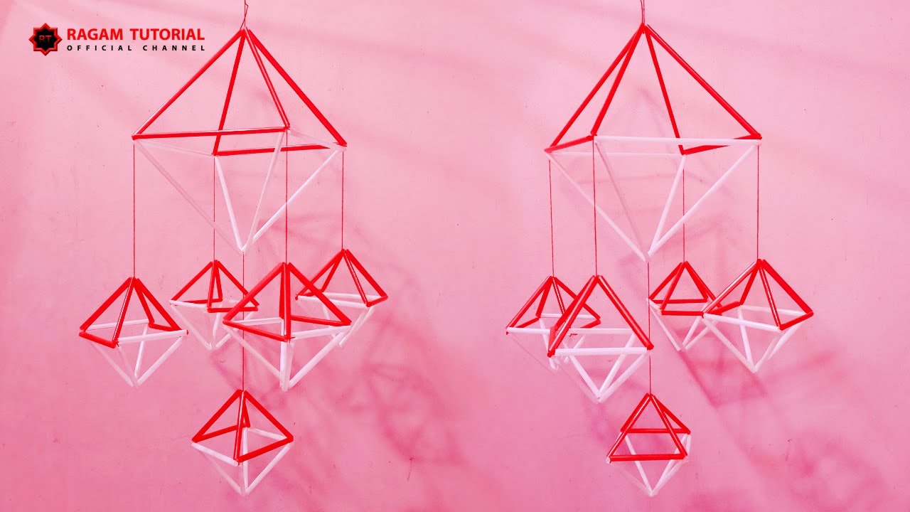 Dekorasi Hari Kemerdekaan - Membuat Hiasan Gantung dari Sedotan Plastik - Hiasan 17 Agustus