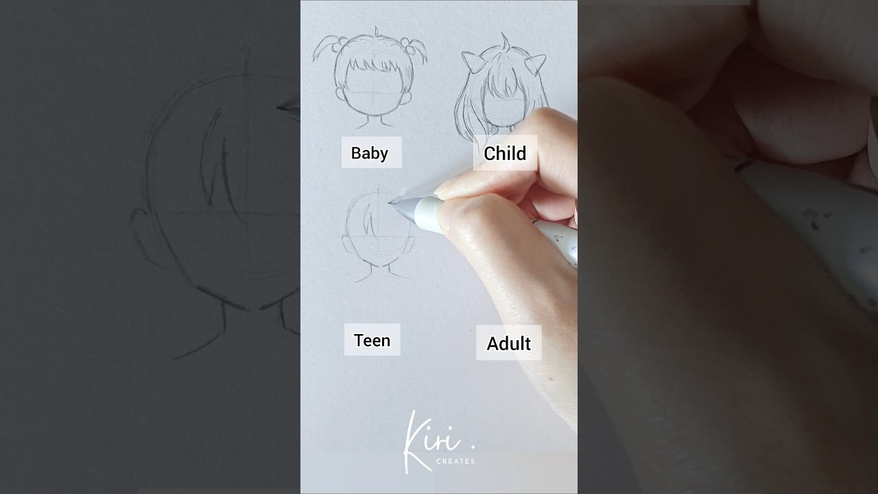 How to draw anime girl hair - baby vs child vs teen vs adult #howtodrawanime #draw #animetutorial